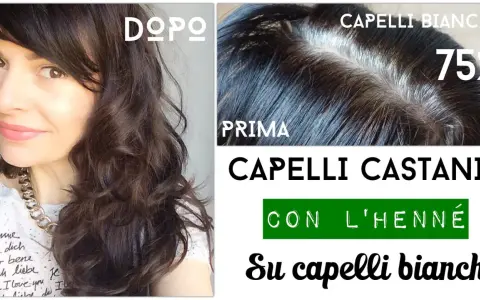 Prima e dopo: henné per capelli bianchi trasforma i capelli castani. Copertura del 75% dei capelli bianchi.
