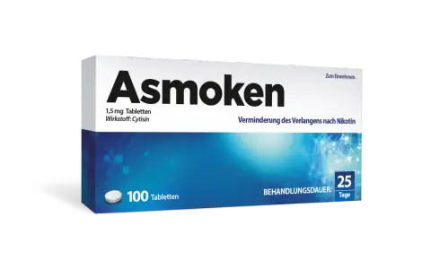 Asmoken-Packung mit 100 Tabletten zur Raucherentwöhnung. Viele positive Tabex Erfahrungen zeigen, dass Cytisin hilft, das Verlangen nach Nikotin zu mindern.