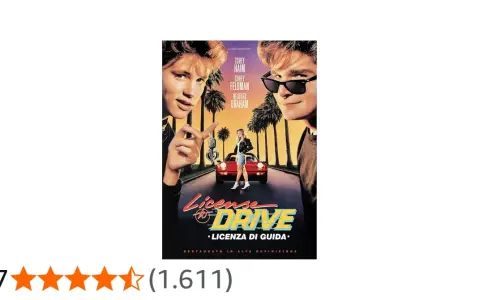 Locandina di "Licenza di guida", un film con Corey Haim e Corey Feldman, che ricorda i film tedeschi famosi per il suo stile anni '80.