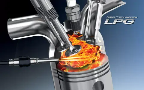 Wtrysk bezpośredni LPG w cylindrze silnika, gdzie płomień zapala mieszankę paliwowo-powietrzną.