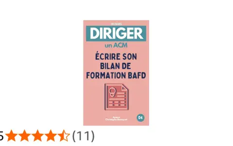 Couverture de livre rose avec le titre "Diriger un ACM, écrire son bilan de formation BAFD".