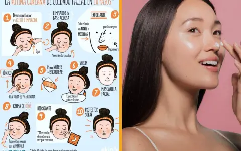 Una mujer aplica crema como parte de su rutina coreana de 10 pasos para el cuidado facial, que incluye limpieza, exfoliación, sérum e hidratación.