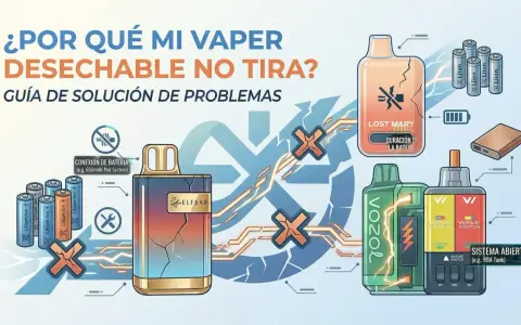 Ilustración sobre por qué un vaper desechable es malo, mostrando problemas de batería y componentes.