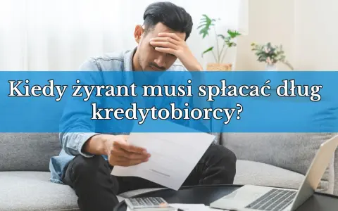Zmartwiony mężczyzna z dokumentami i kalkulatorem. Kiedy żyrant musi spłacać dług kredytobiorcy?