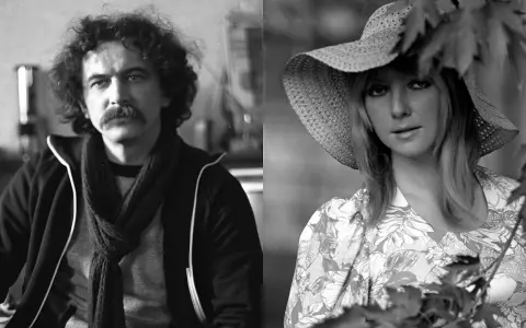 Krzysztof Jasiński z burzą włosów i wąsem, obok Magdalena Jasińska, córka Krzysztofa, w letniej sukience i kapeluszu.
