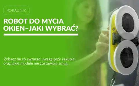 Robot do mycia okien z dwoma obrotowymi padami czyszczącymi na szkle.