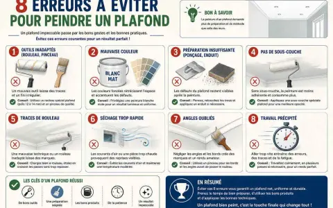 Le séchage trop rapide d'une peinture de plafond peut causer des reprises visibles. Évitez les courants d'air et maintenez une température modérée pour un résultat impeccable.