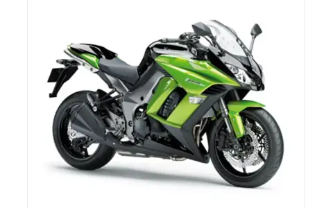Zielony Kawasaki Z1000, sportowy motocykl, gotowy do jazdy z mocą V-max.