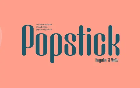 Catálogo de tipos de letras para Word: la fuente "Popstick" en estilo pop art, con versiones Regular e Italic.