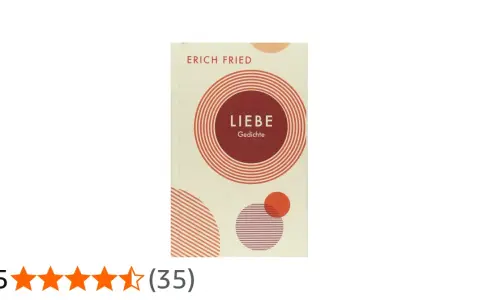 Buchcover von Erich Frieds "Liebe Gedichte" mit roten Kreisen und Streifen auf hellem Hintergrund.