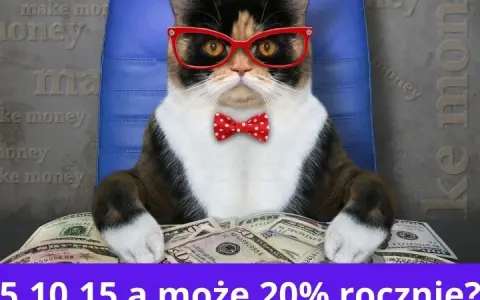 Kot w okularach i muszce siedzi za stosem dolarów. Czy można zarobić na funduszach inwestycyjnych 5, 10, 15, a może 20% rocznie?