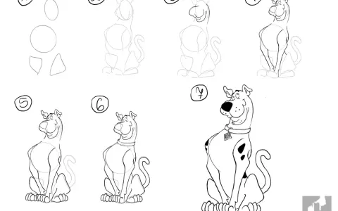Instrukcja rysowania krok po kroku, jak narysować Scooby-Doo. To łatwe postacie do narysowania, idealne dla początkujących.