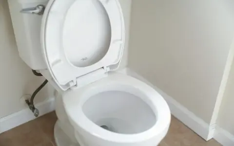 En vit toalett med öppet lock. Dags att rensa avlopp toalett för att undvika problem.
