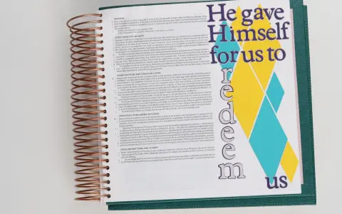 Open Bible with "He gave Himself for us to redeem us" text. Great for bible journaling ideas.