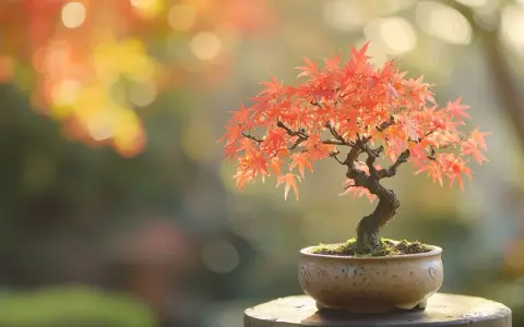Un magnifique érable du Japon en pot, aux feuilles rouge orangé éclatantes, prêt pour son entretien.