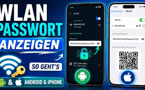 WLAN Passwort anzeigen auf Android & iPhone. So einfach geht's! Das Bild zeigt, wie man das WLAN-Passwort auf dem Handy findet.