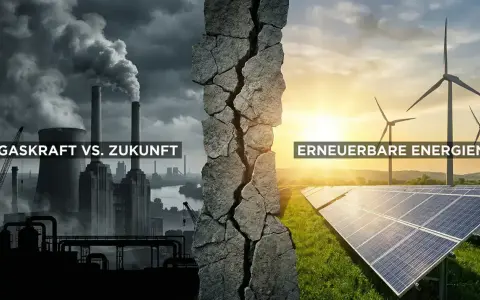 Kontrast zwischen fossiler Energie und erneuerbaren Energien, symbolisch für die deutsche Energiepolitik.