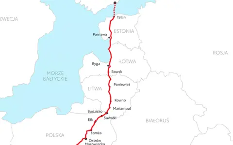 Trasa z Warszawy przez Litwę, Łotwę do Estonii i Finlandii. Mapa pokazuje miasta i drogi, przydatna do planowania podróży i opłat drogowych Litwa Łotwa Estonia.