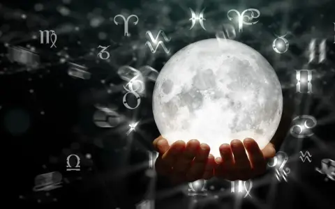 Dłonie trzymające jasną pełnię księżyca, otoczone symbolami zodiaku. To może być zapowiedź magicznej pełni marzec 2026.