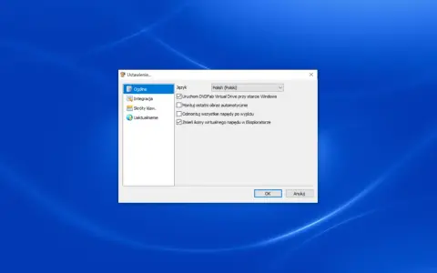 Ustawienia programu DVD Fab Virtual Drive: uruchamianie przy starcie Windows, zmiana ikon w Eksploratorze.