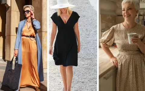 Eleganckie kroje sukienek: satynowa maxi, mała czarna i kwiecista midi.