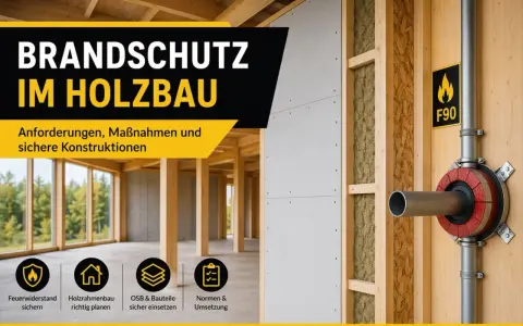 Brandschutz im Holzbau: Sichere Konstruktionen mit Baustoffklasse A2. Details zu Anforderungen, Maßnahmen und F90-Zertifizierung.