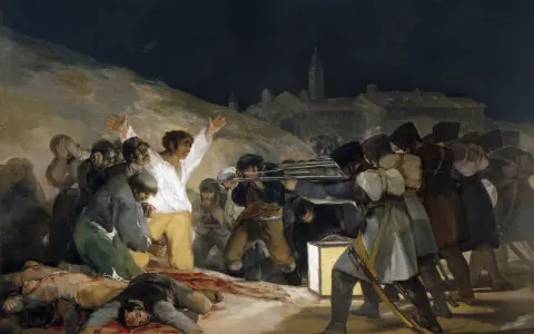 Rozstrzelanie, jak u Andrzeja Wróblewskiego, ukazuje dramatyczną scenę egzekucji.