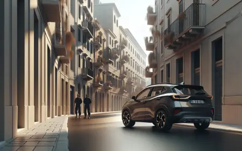 Un'auto scura parcheggiata in una strada italiana, con due uomini in uniforme che camminano. Un'atmosfera che ricorda l'art 159 cds.