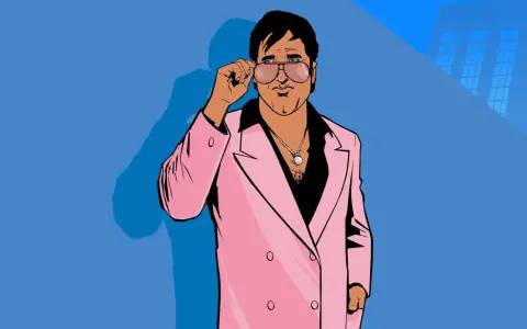 Tommy Vercetti w różowej marynarce poprawia okulary. Szukasz kodów do GTA Vice City?