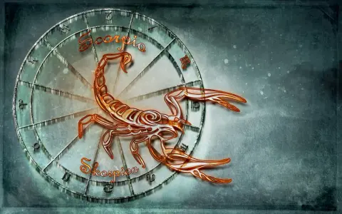 Skorpion i Waga: symboliczna przyjaźń między znakami zodiaku. Skorpion na tle koła zodiaku.