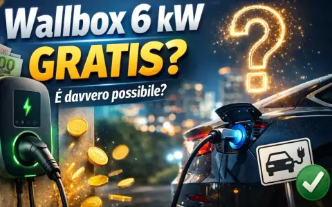 Wallbox 6 kW gratis? Monete d'oro e un'auto elettrica in carica suggeriscono incentivi wallbox. È davvero possibile?