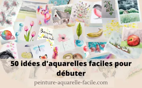 Collage d'aquarelles faciles : chat coloré, tulipes, papillons, fruits, paysages. Idéal pour débuter en aquarelle facile.