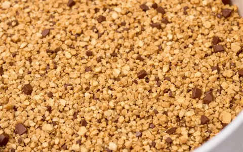Fond de gâteau Marmiton : un mélange gourmand de biscuit croustillant émietté et de pépites de chocolat pour une texture parfaite.