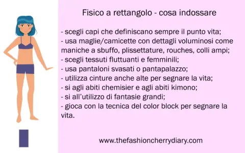 Guida per il fisico a rettangolo: valorizza il punto vita con capi che creano curve, tessuti fluidi e dettagli femminili.