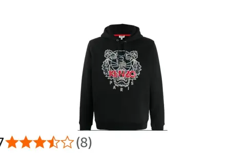 Czarna bluza z kapturem Kenzo z wyrazistym, haftowanym tygrysem i logo marki.