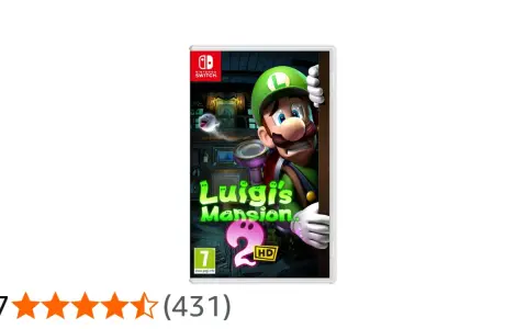 Luigi's Mansion 2 HD para Nintendo Switch. Luigi, asustado, se asoma tras una puerta, con un fantasma cerca.