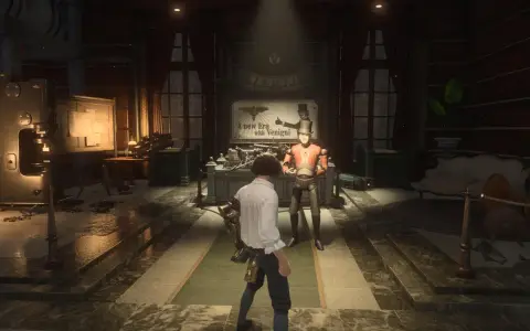 Sophia, en Lies of P, se encuentra con un autómata en un taller.