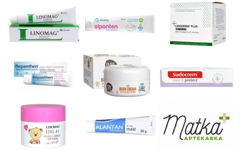 Linomag na odparzenia i inne kremy ochronne dla dzieci: Bepanthen, Alantan, Sudocrem, Linoderm Plus, Baby Bum Cream.