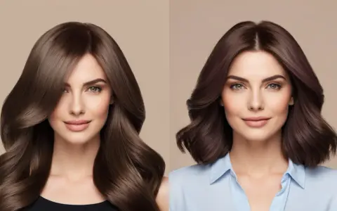 Zwei Frauenporträts zeigen den Unterschied zwischen natürlichem Haar und einer professionellen coloration.
