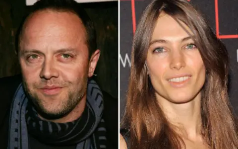 Lars Ulrich i jego żona, Jessica Miller, uśmiechają się do obiektywu.