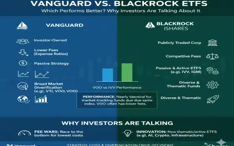 Porównanie Vanguard i BlackRock: inwestorzy rozmawiają o niższych opłatach, pasywnych strategiach i dywersyfikacji.