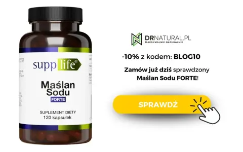 Suplement diety Maślan Sodu FORTE od SuppLife. Dowiedz się, kwas masłowy co to i zamów z rabatem 10%!