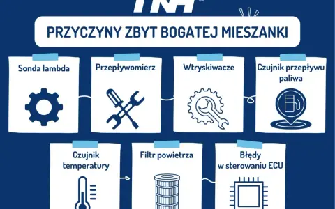 Przyczyny zbyt bogatej mieszanki: sonda lambda, przepływomierz, wtryskiwacze, czujnik paliwa, czujnik temperatury, filtr powietrza, błędy ECU. p0172.