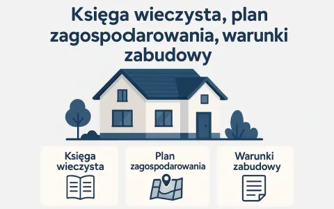 Dom, księga wieczysta, plan zagospodarowania i warunki zabudowy – kluczowe elementy dla terenu zabudowanego.