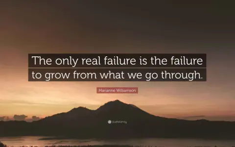 The only real failure is the failure to grow from what we go through. Marianne Williamson.