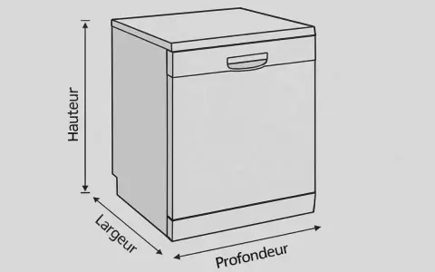 Schéma des dimensions lave vaisselle encastrable : hauteur, largeur et profondeur.