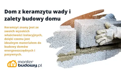 Budowa domu z keramzytu: wady i zalety. Ręka w rękawicy układa pustaki keramzytowe, tworząc ścianę.