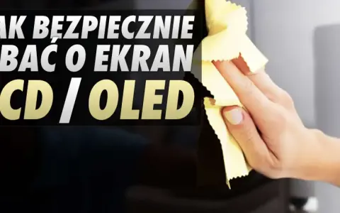 Dłoń czyści ekran telewizora LCD/OLED miękką ściereczką. Dowiedz się, czym czyścić monitor, by nie uszkodzić delikatnej powierzchni.
