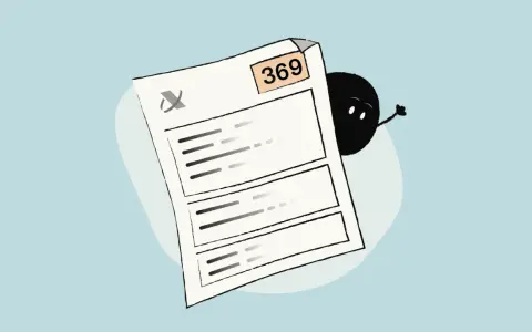 Un personaje negro con ojos blancos se esconde detrás de un documento con el número 369.
