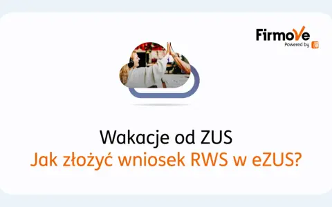 Dwie osoby dają sobie piątkę, symbolizując sukces. Tekst informuje, jak złożyć wniosek o wakacje ZUS RWS w e-ZUS.